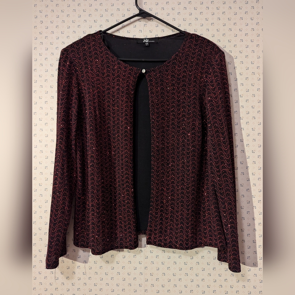 Vintage Jump Apparel L top Open-Front Beautiful Bling Sparkly Shoulder Pads